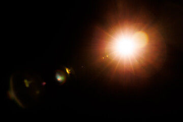 Abstract Natural Sun flare on the black