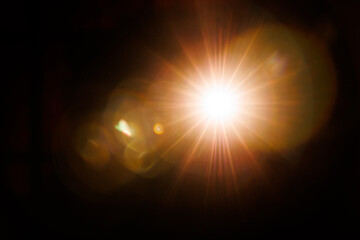 Abstract Natural Sun flare on the black