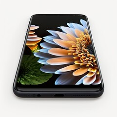 mobile phone with a flower on screen
