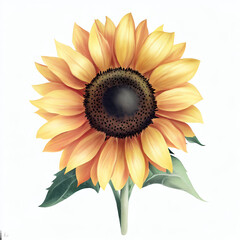 Fototapeta premium Illustration d'une fleur de Tournesol - Style Aquarelle Réaliste - Fond Blanc - Généré par IA