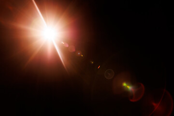 Abstract Natural Sun flare on the black