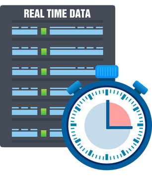 Icona dei dati in tempo reale. Big data, raccolta di database. Illustrazione ISOLATO TRASPARENTE FONDO