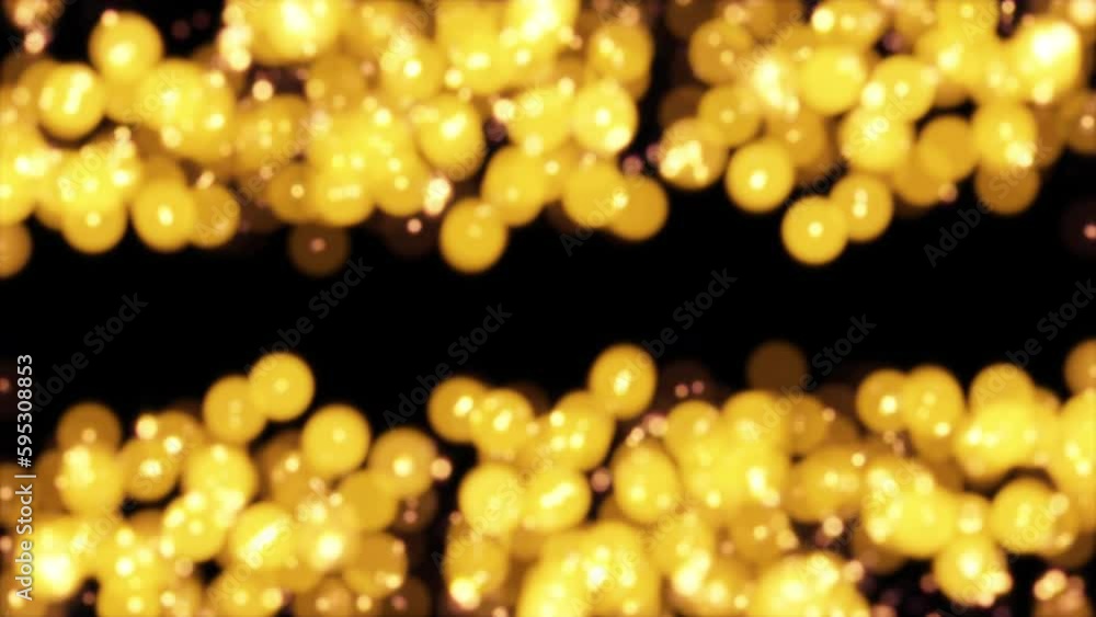 Poster loop glow gold orange bokeh particles animation abstract on black abstract background. abstract moti