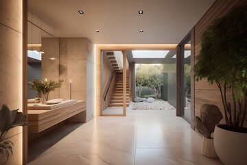 Contemporary and Naturalistic Fusion in the Entrance Hall