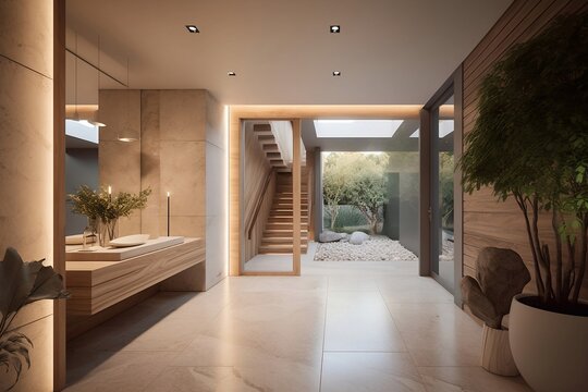 Contemporary and Naturalistic Fusion in the Entrance Hall