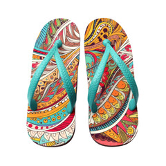 Colorful flip flops isolated on transparent. Summer vacation footwear, PNG, Generative AI