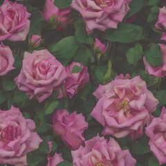  rose on a green  background with roses