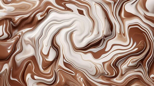 Abstract brown choco liquid motion video, creative fluid art with slow movement, dissolving texture with mixed colors, creative marble background for business purposes