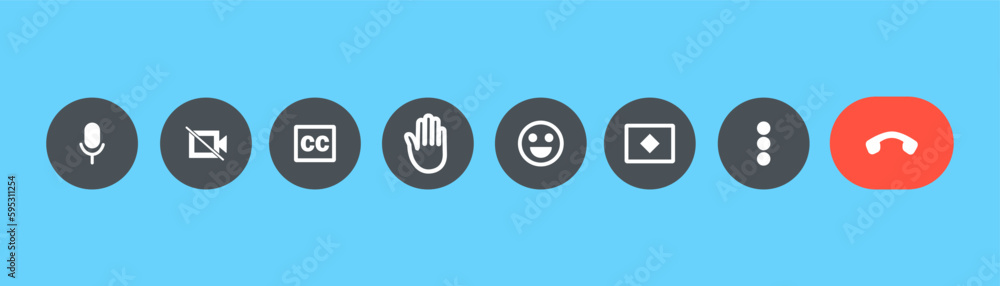 Poster conference, broadcast interface vector icons. video call screen template. vector graphics