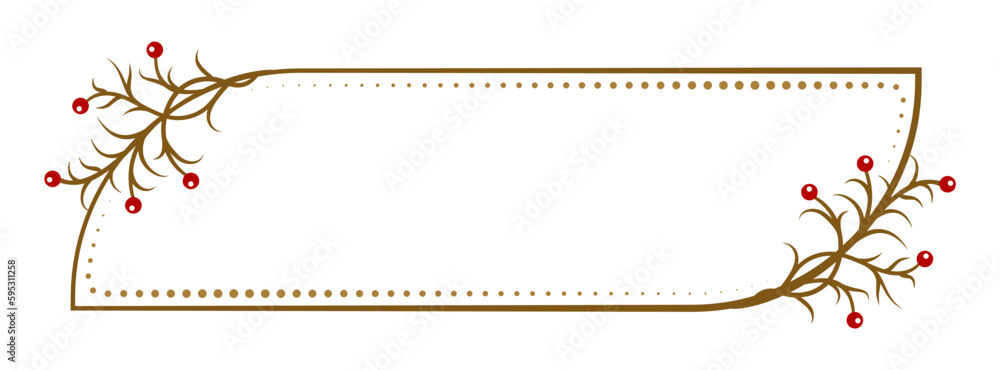 Wall mural vector horizontal dotted frame with floral decoration