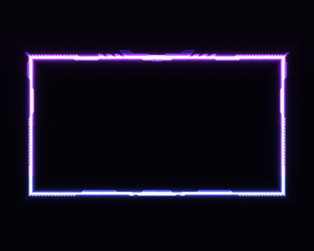 Abstract Glowing Purple Neon Border Stream Overlay Gui Screen Frame Template