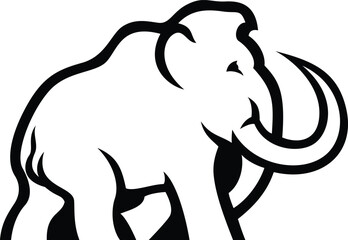 Side View of Woolly Mammoth Simple Line Illustration