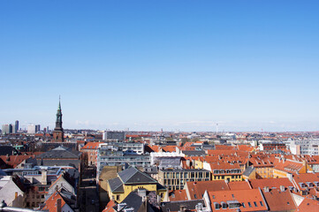 Fototapeta premium Aerial cityscape of the skyline of the center of Copenhagen in Denmark