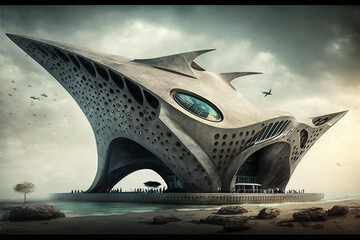 Architecture futuriste design et contemporaine - Générative IA