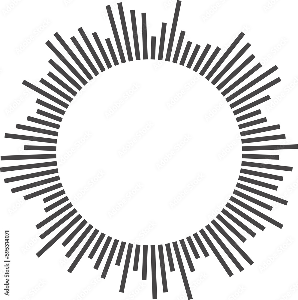 Poster circle sound wave. circular music audio round. radial graphic of voice. abstract equalizer. symbol o