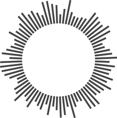 Circle sound wave. Circular music audio round. Radial graphic of voice. Abstract equalizer. Symbol of waveform burst rays.