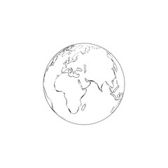 Planet Earth Hand Drawn Sketch Line Art Vector