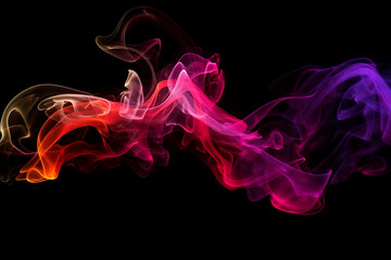 Fototapeta na wymiar Abstract colorful smoke on a black background — Generative AI
