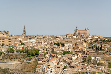 Fototapeta na wymiar Toledo, Spain - April 9, 2023: Panoramic view of the city of Toledo at day, detail