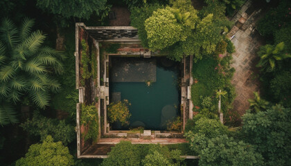 Abandoned cottage, old ruin, nature beauty remains generated by AI