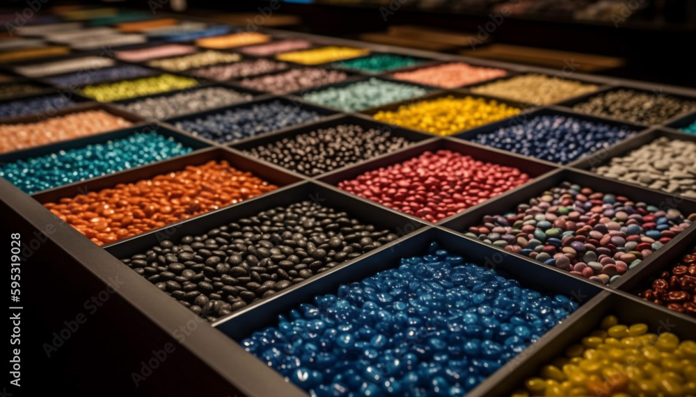 Poster a variety of beans in a colorful heap generated by ai