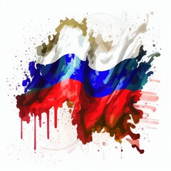 Russian flag in watercolor style by Generative AI