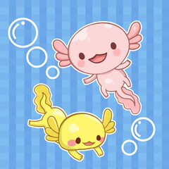 Axolotl salamander cute Vector