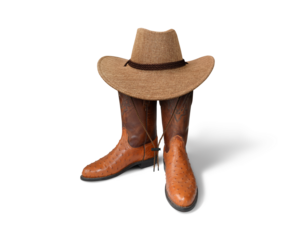 Cowboy boots and hat isolated PNG transparent