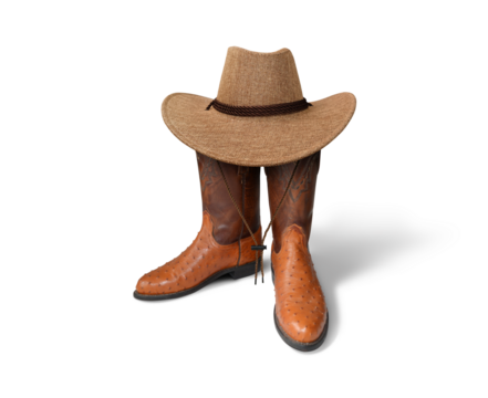 Cowboy boots and hat isolated PNG transparent
