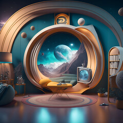 Psychic Waves 2023 |  LIVING ROOM through the lens of the Psychic Waves, utilizing surreal imagery. Ai