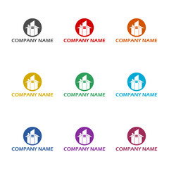 House company name logo icon isolated on white background. Set icons colorful