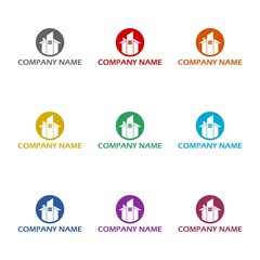 House company name logo icon isolated on white background. Set icons colorful