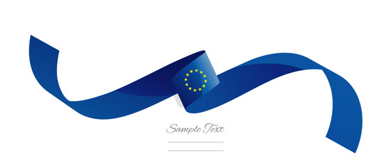 European flag ribbon vector illustration. EU flag ribbon on abstract isolated on white color background © simbos