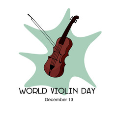 World Music Day with violin vector. Music Day Poster, June 21st.