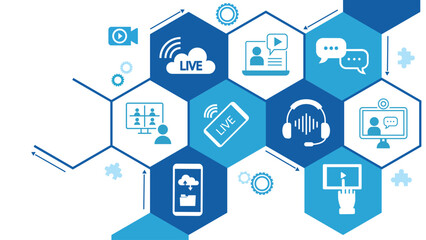 Streaming live background, online video stream icon, world digital internet TV banner design