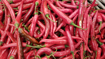 Very fresh red chilies in the super market