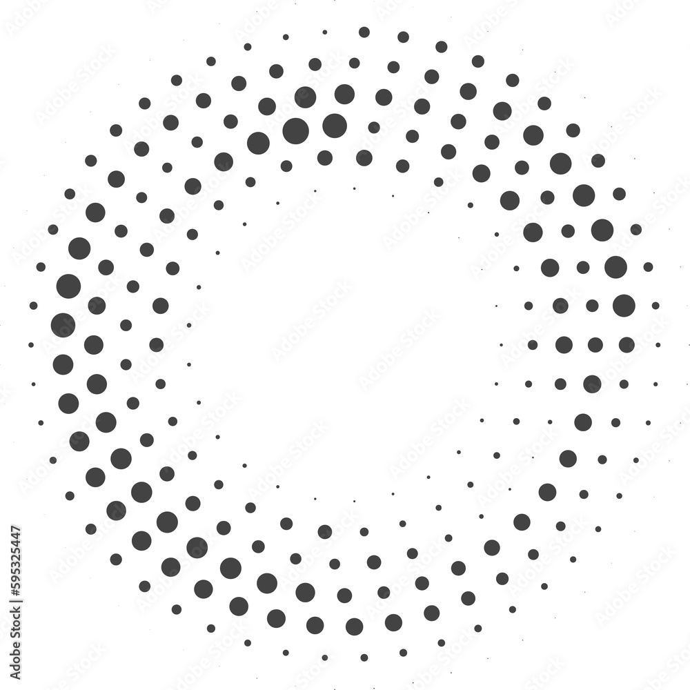 Poster dotted circle pattern. abstract halftone round. frame with random gradient gradation. grunge rings d