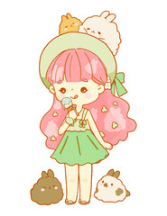 little Girl and Rabbit 