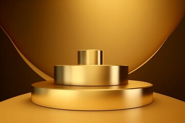 mockup podium for display product golden background