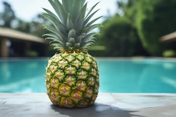 pineapple near the pool in summer