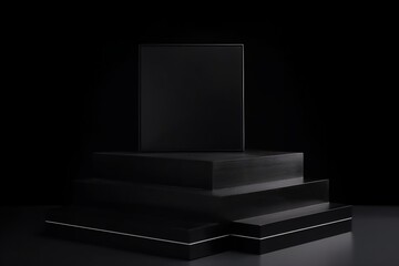 mockup podium for display product black background