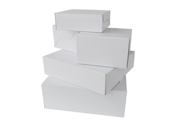 cardboard boxes, stack of closed white boxes, cut out