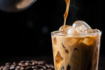 A glass of ice coffee
