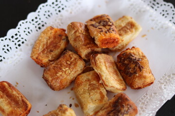 Tray with flour snacks