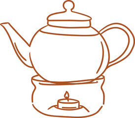 self care things_element_hand drawing style_transparent background_eps_herbal tea pot 