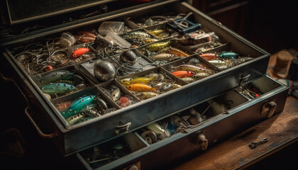 Healthy seafood catch with fresh fish fillets generated by AI