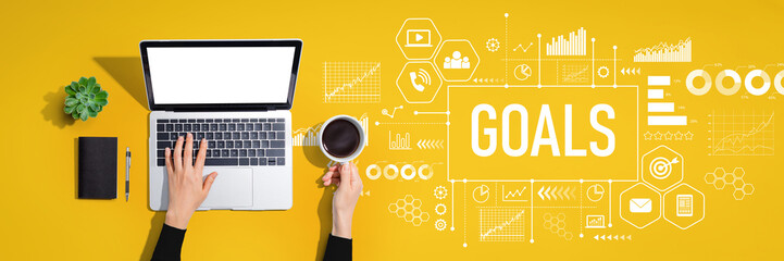 Goal theme with person using a laptop computer