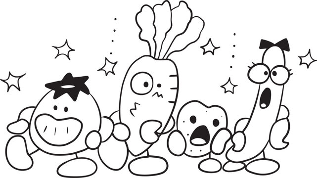 vegetables cartoon doodle kawaii anime coloring page cute illustration clipart character chibi manga comic drawing line art free download png image