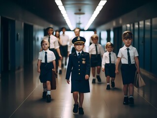 Fototapeta premium Kids dressed as flight Captain
