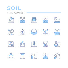 Set color line icons of soil